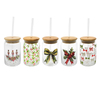 Christmas Patterned Glass Straw Cup YD-CUP-088