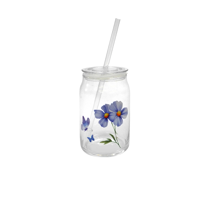 Butterfly And Flower Patterned Straw Cup YD-CUP-089