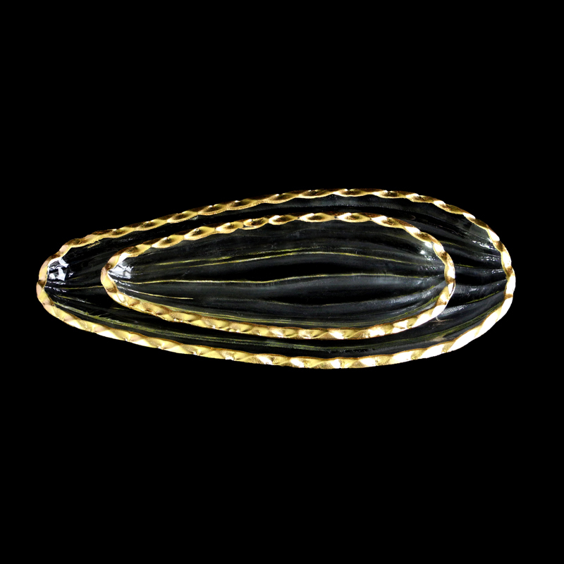 Melon Seed-shaped Gold-painted Hot Bending Plate YD-HBP-007