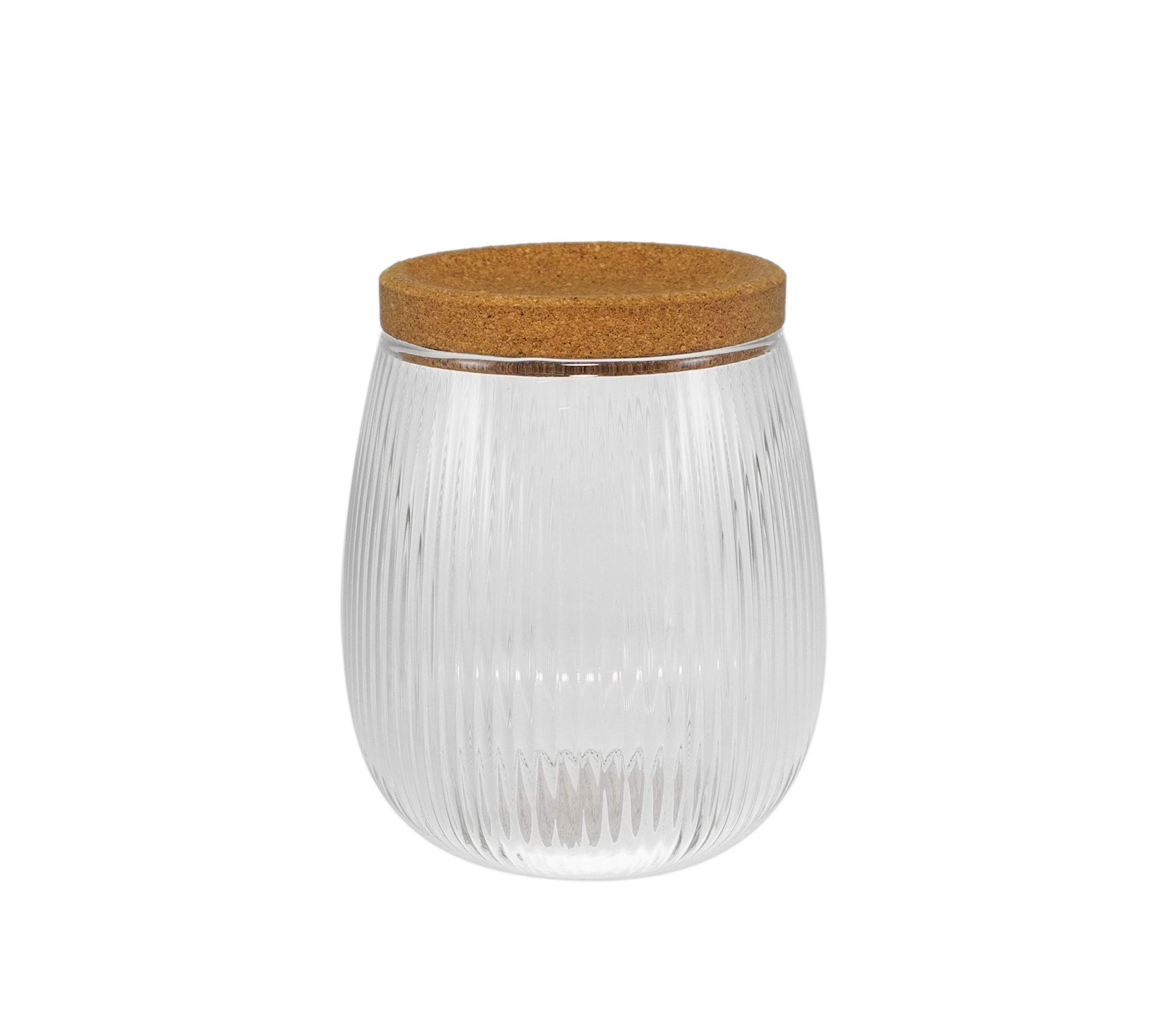Cylindrical Vertical Striped Borosilicate Glass Storage Jar YD-STJ-102