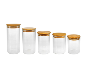 Cylindrical Polished Wooden Lid with High Borosilicate Glass Storage Jar YD-STJ-104