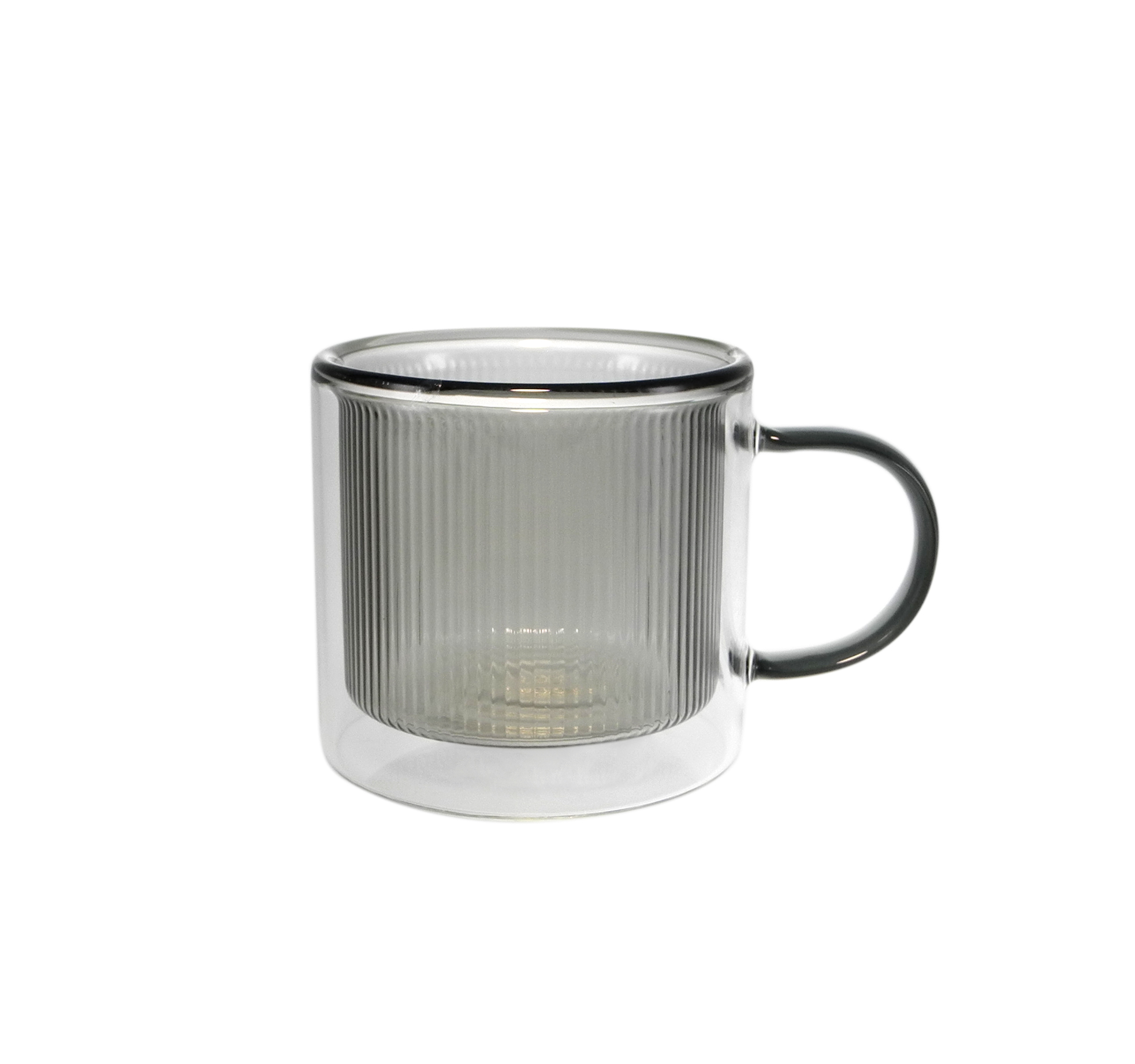 Vertical striped handle glass cup made of high borosilicate glass YD-CPU-109