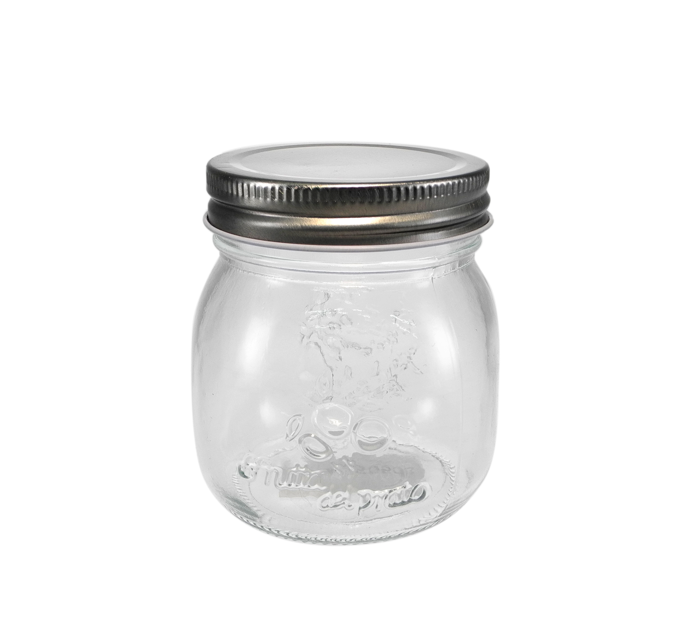 Relief-patterned Silver Stainless Steel Lid, Cylindrical High Borosilicate Glass Storage Tank YD-STJ-141