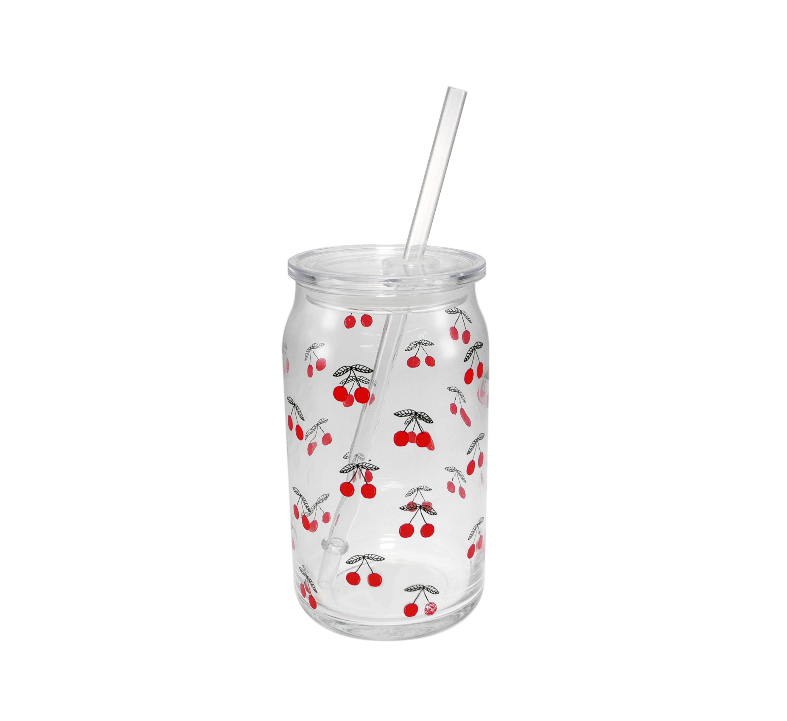 Fruit-shaped Paper Ribbon with Straws, High Borosilicate Glass Cup YD-CUP-145