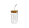 Wooden Lid with Straw, High Borosilicate Glass Cup YD-CPU-124