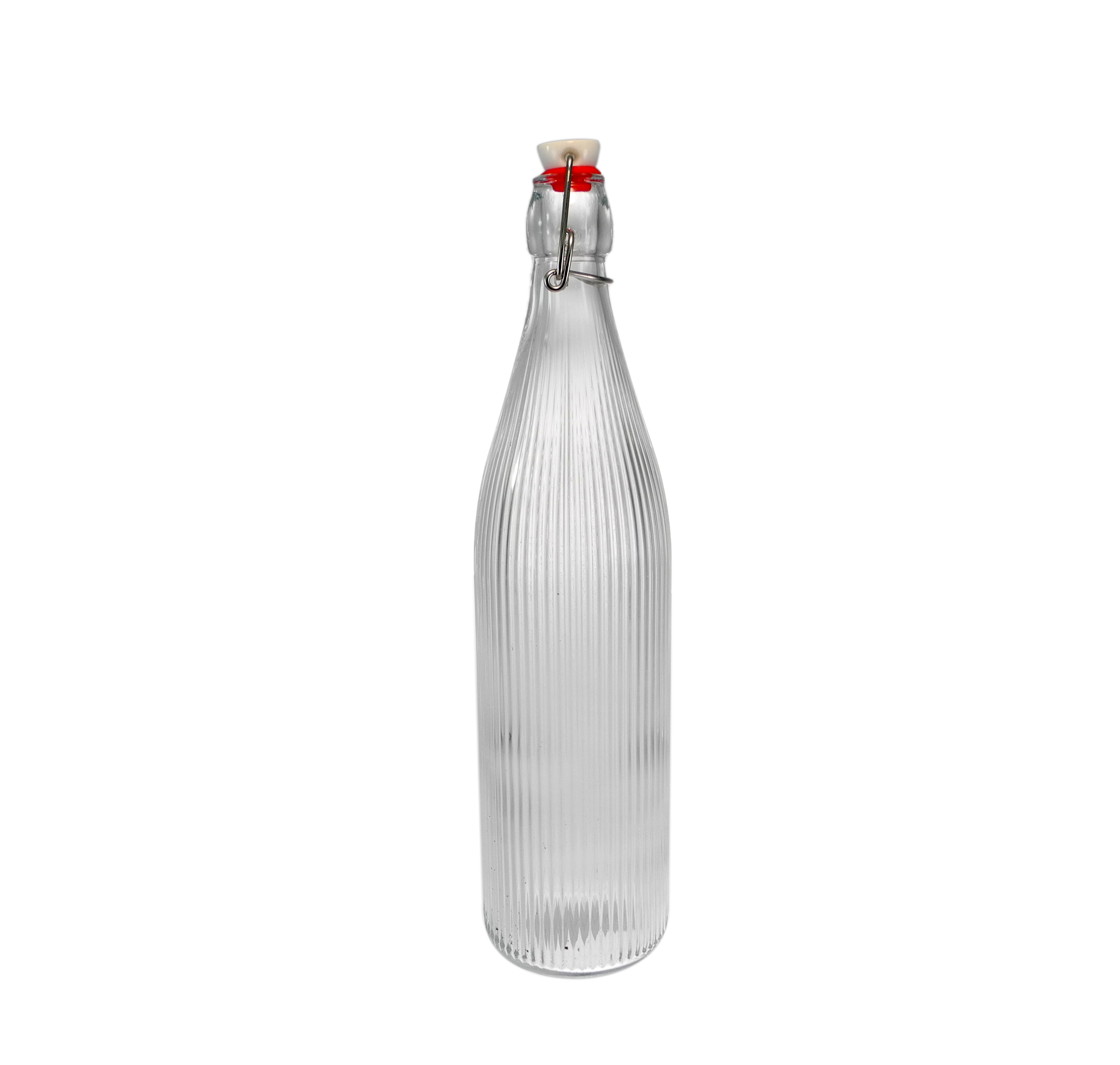 Vertical Striped Relief Glass Stopper Bottle YD-BOT-041