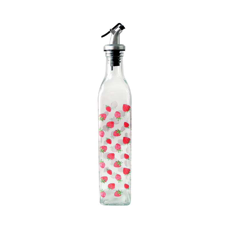 Patterned Transparent Glass Oil Bottle YD-OVB-033