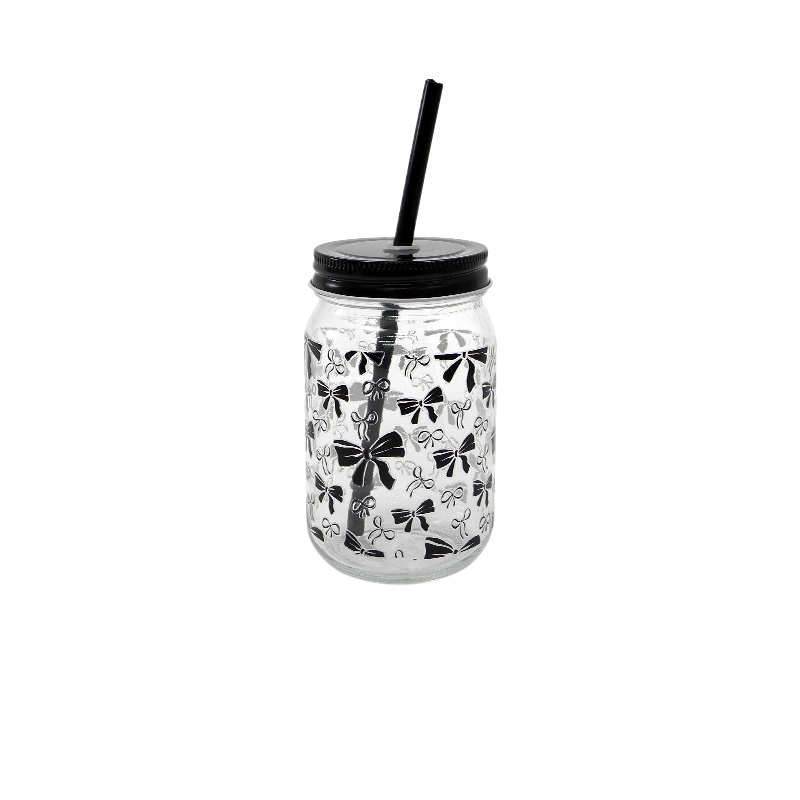 Colored Lid Glass Straw Cup YD-CUP-085