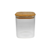 Rectangular Vertical Striped Wooden Lid for High Borosilicate Glass Storage Jar YD-STJ-098