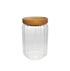 Cylindrical Vertical Striped Wooden Lid for High Borosilicate Glass Storage Tank YD-STJ-095