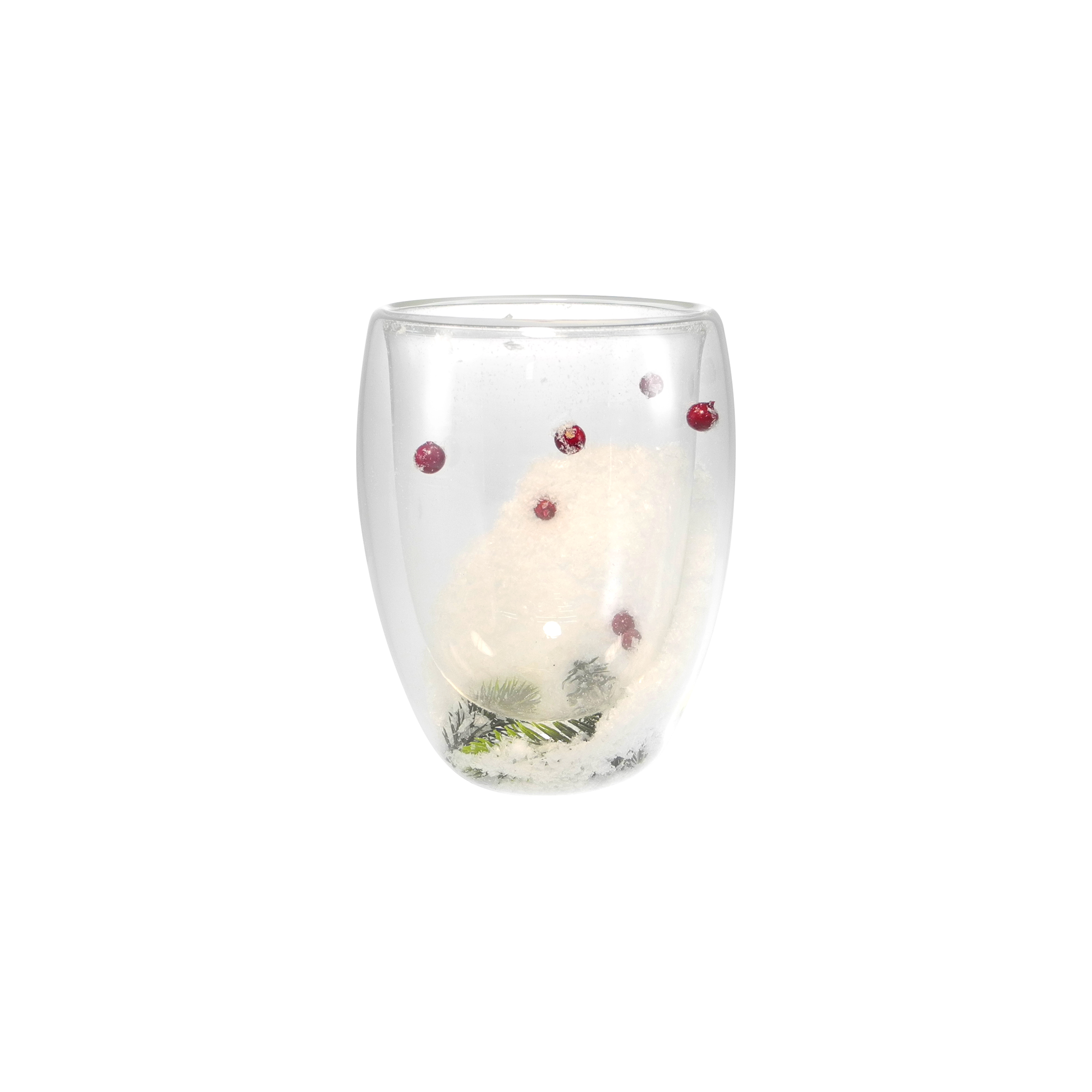 Double-layer High-borosilicate Glass Cup with Winter-themed Ornaments inside YD-CPU-100