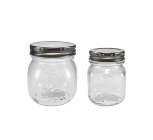 Relief-patterned Silver Stainless Steel Lid, Cylindrical High Borosilicate Glass Storage Tank YD-STJ-141