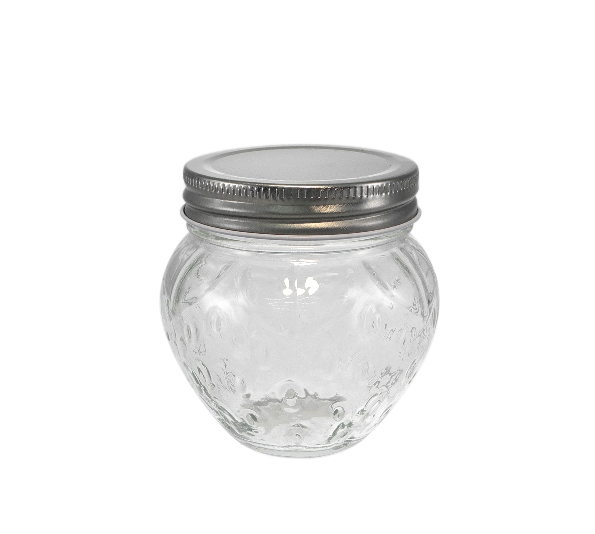 A Strawberry-shaped Silver Stainless Steel Lid for A High-boron-silica Glass Storage Jar YD-STJ-143