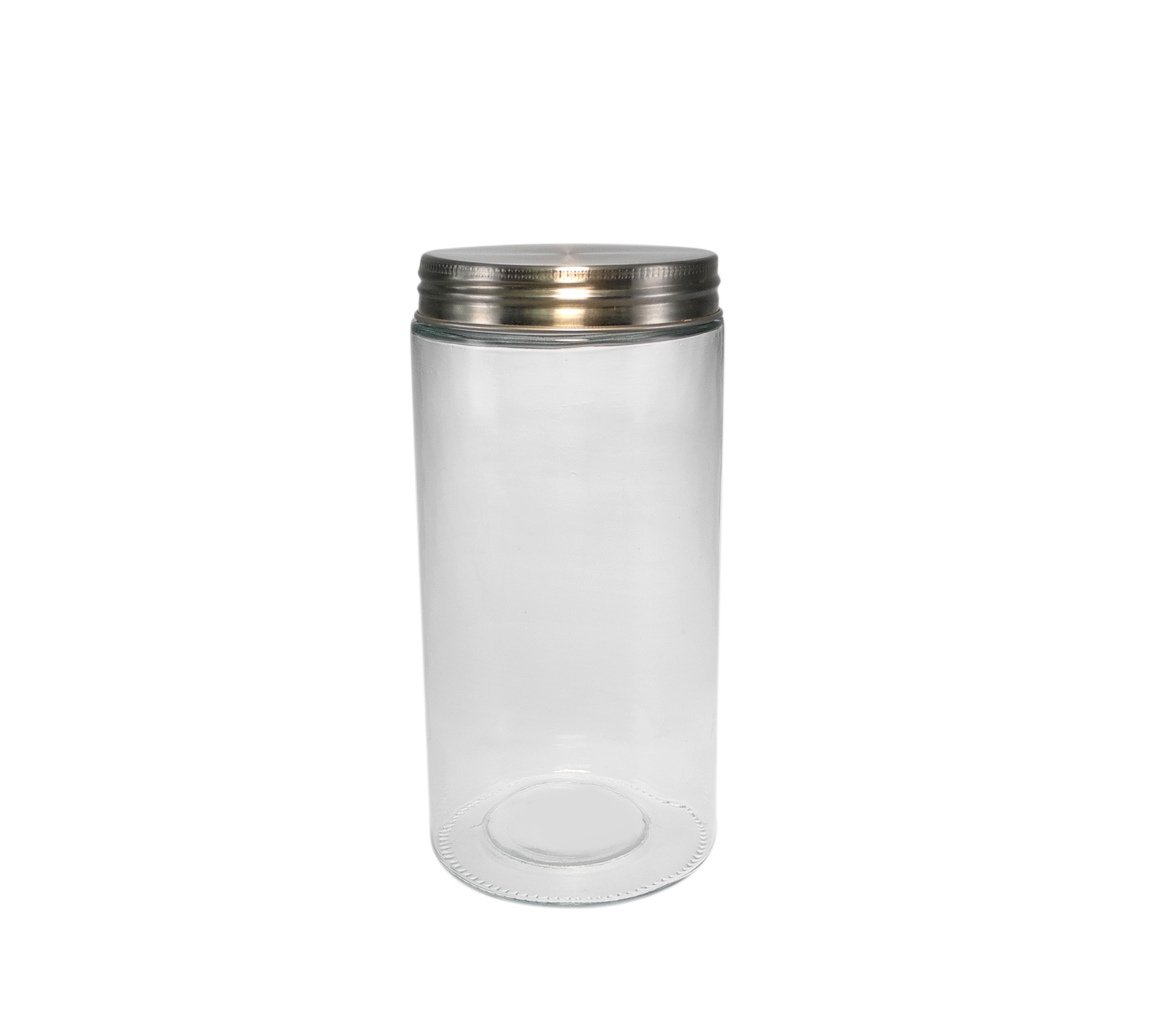 Silver Stainless Steel-colored Lid, without Embossed Patterns, High Borosilicate Glass Storage Jar YDS-STJ-156