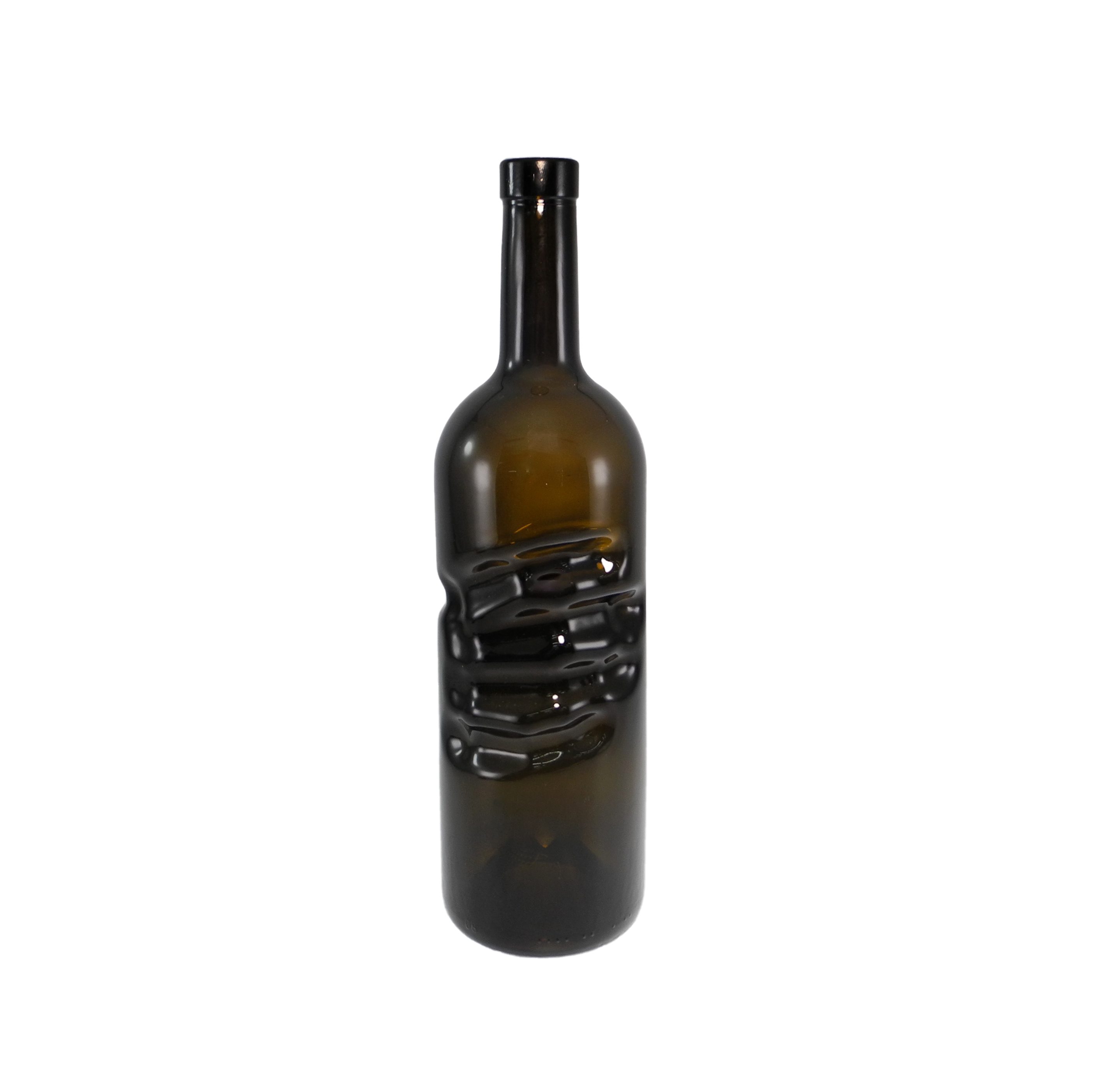 Cylindrical Glass Wine Bottle with Embossed Design YD-BOW-008