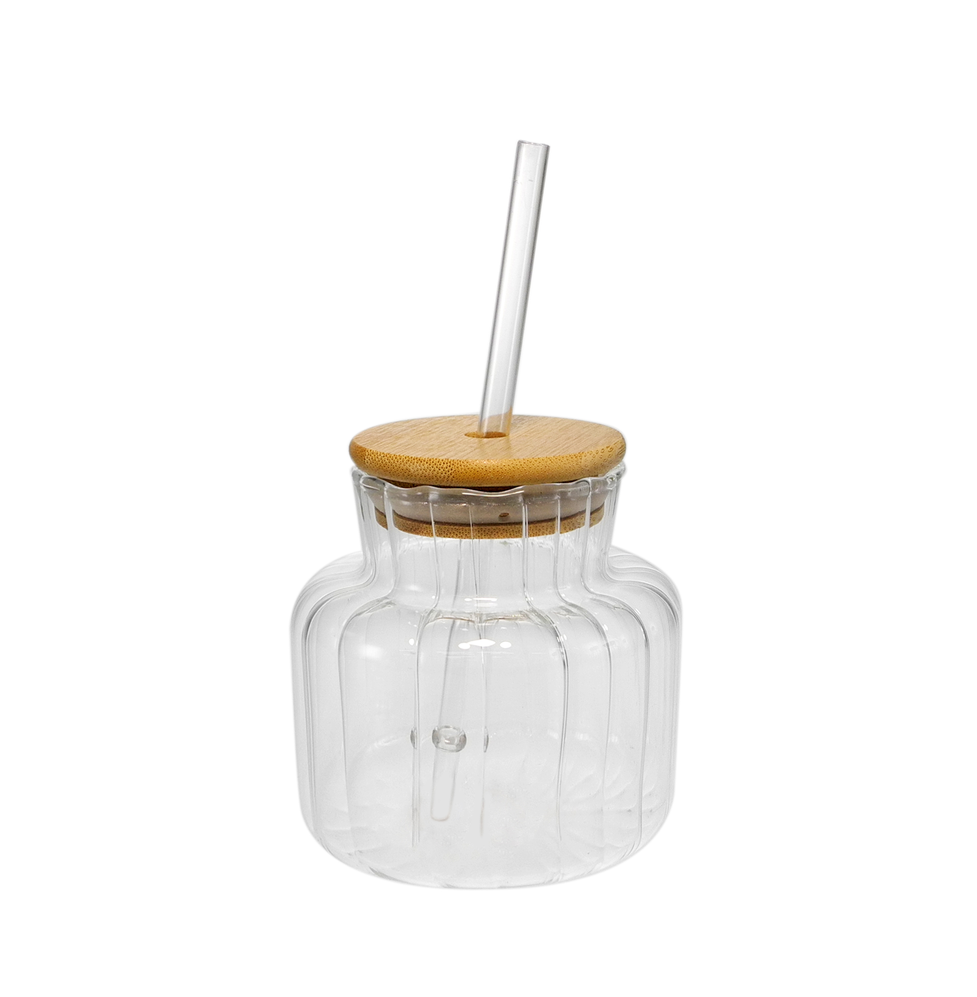 Wooden Lid with Straw-shaped Special-shaped High Borosilicate Glass Cup YD-CPU-125