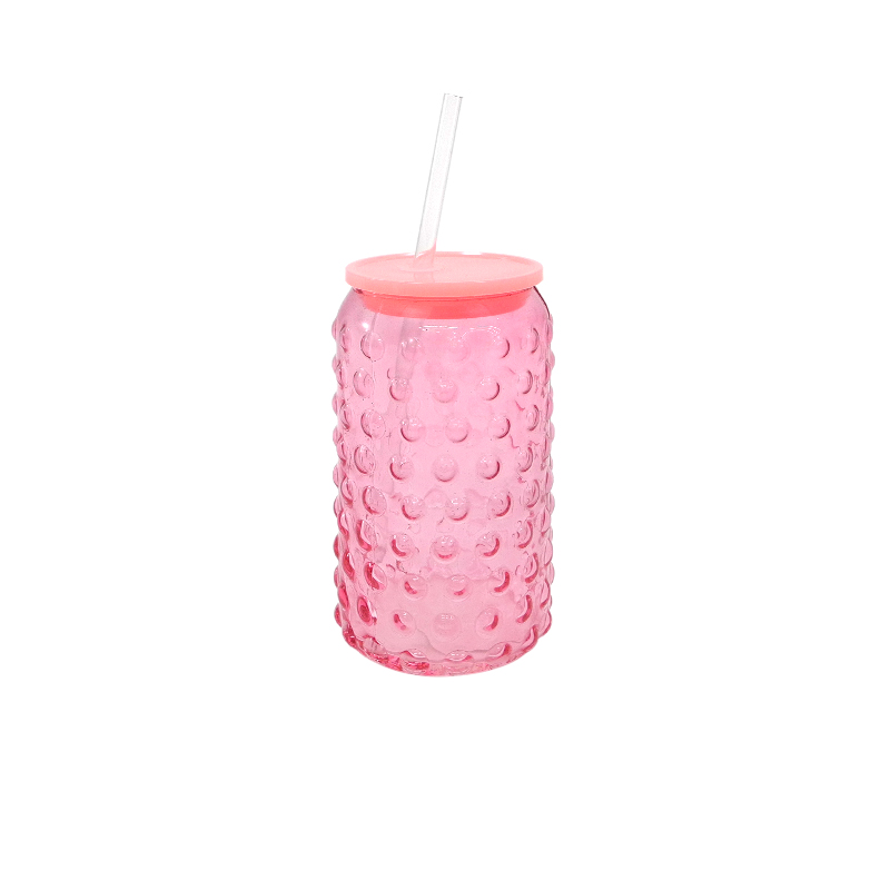 Textured Spray-colored Glass Straw Cup YD-CUP-082