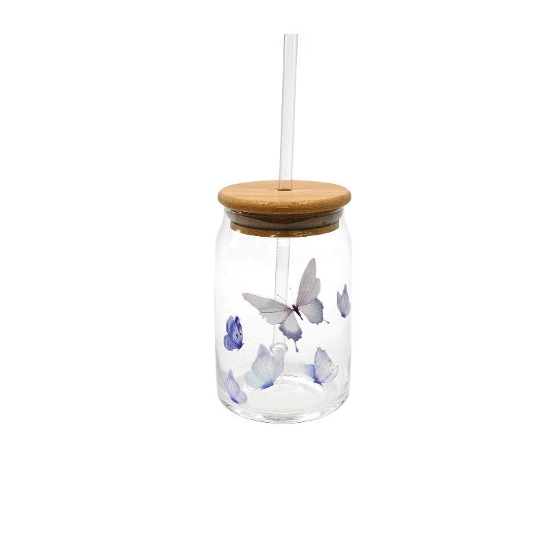 Butterfly And Flower Patterned Straw Cup YD-CUP-089