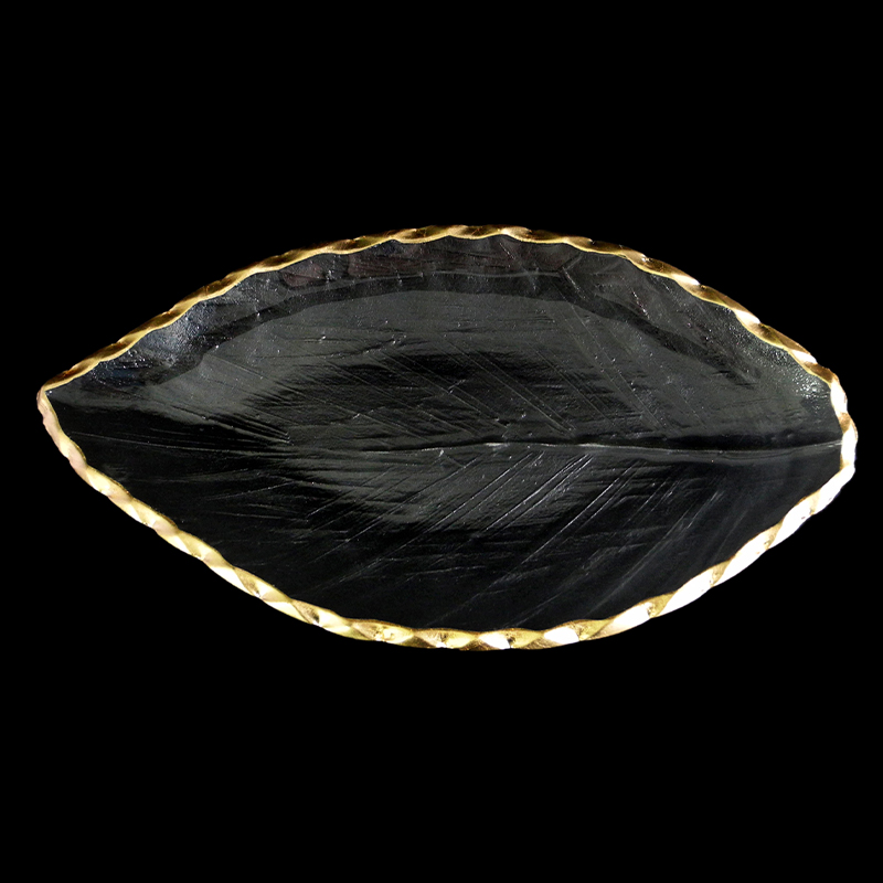 Leaf-shaped Gold-painted Hot Bending Plate YD-HBP-010