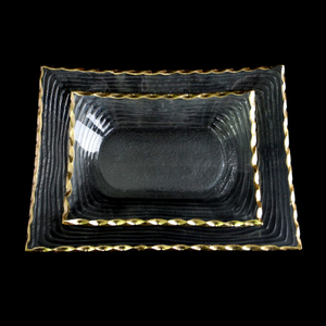Square Striped Gold Hot Bending Plate YD-HBP-017