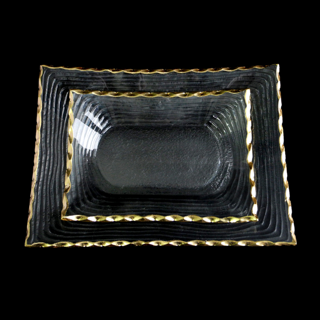 Square Striped Gold Hot Bending Plate YD-HBP-017