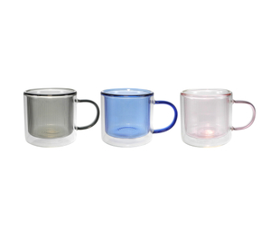 Vertical striped handle glass cup made of high borosilicate glass YD-CPU-109