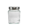 Square Polished Silver Stainless Steel Lid for High Borosilicate Glass Storage Jar YD-STJ-136