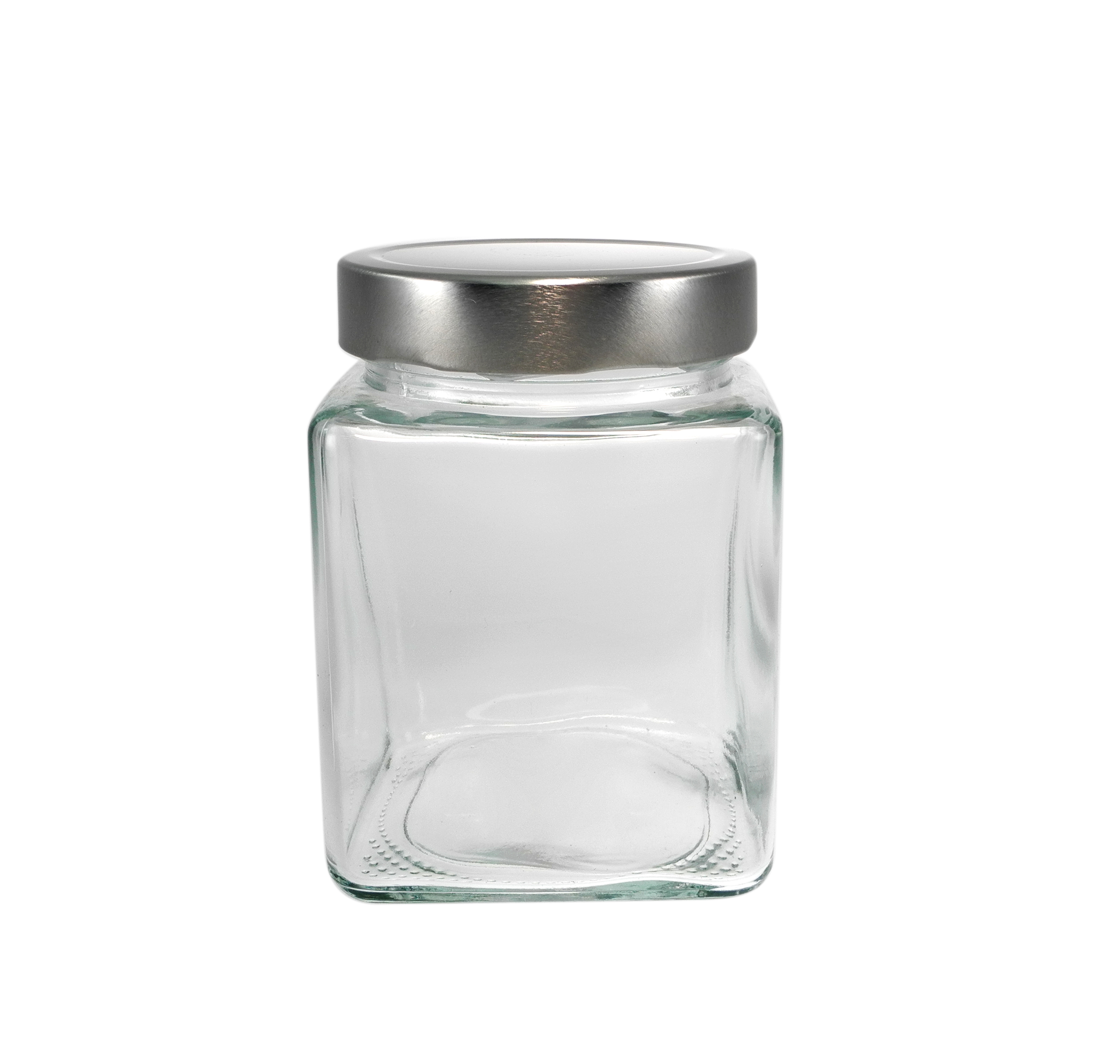 Square Polished Silver Stainless Steel Lid for High Borosilicate Glass Storage Jar YD-STJ-136