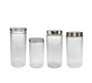 Silver Stainless Steel-colored Lid, without Embossed Patterns, High Borosilicate Glass Storage Jar YDS-STJ-156