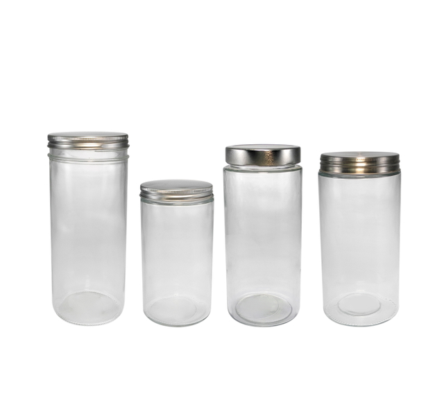 Silver Stainless Steel-colored Lid, without Embossed Patterns, High Borosilicate Glass Storage Jar YDS-STJ-156