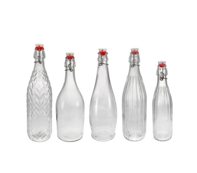 Cylindrical Relief Glass Stopper Bottle YD-BOT-035