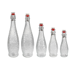 Cylindrical External Relief Glass Stopper Bottle YD-BOT-036