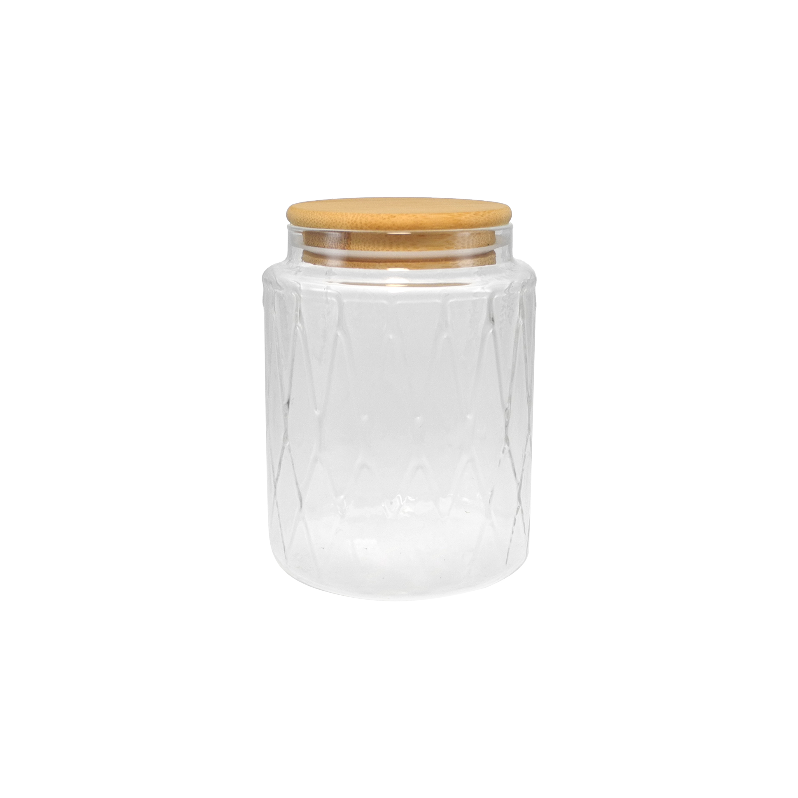 Rhombus-shaped Relief Pattern High Borosilicate Glass Storage Jar YD-STJ-077