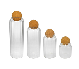 Vertical Striped Cylindrical High Borosilicate Glass Storage Jar YD-STJ-089