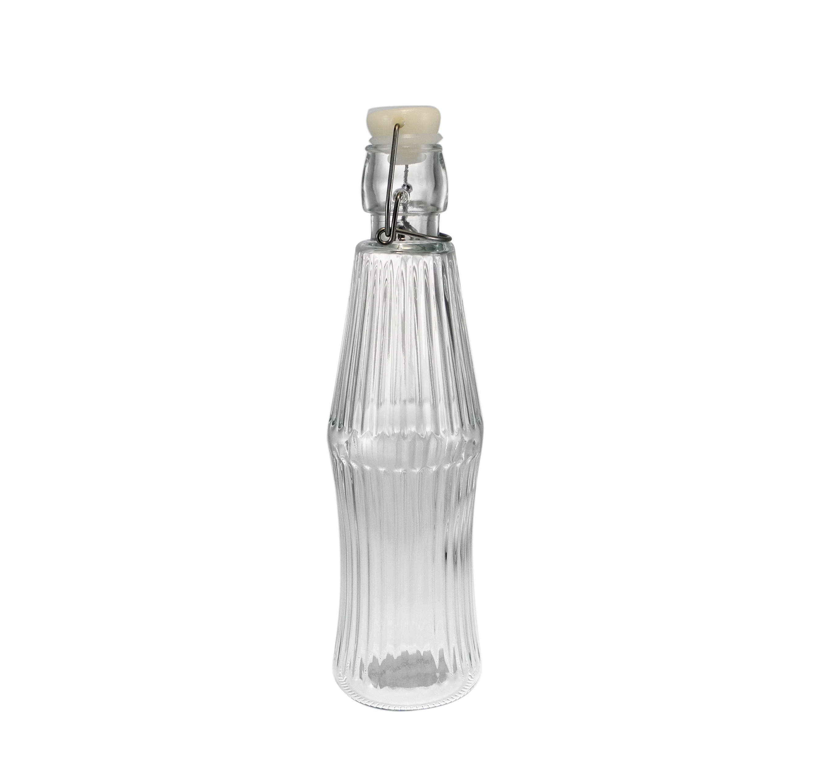 Vertical Striped Transparent Glass Clip Bottle YD-BOT-045