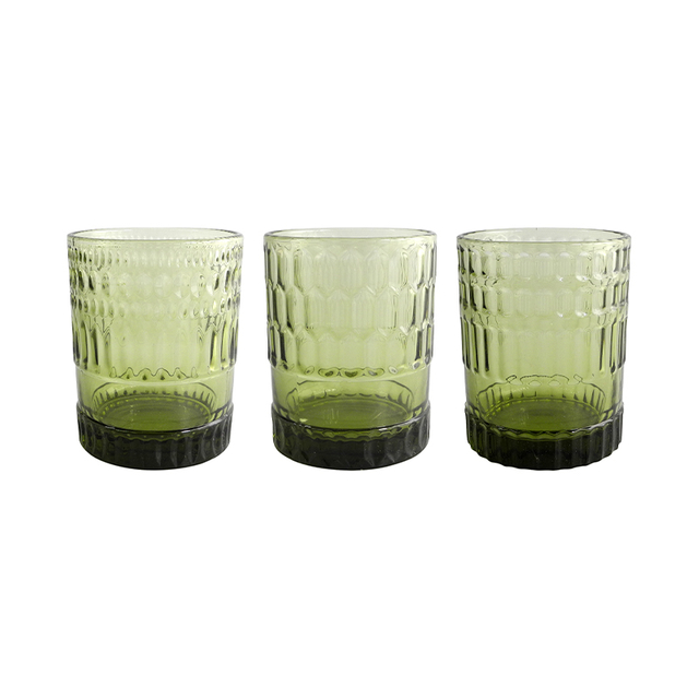 Green Gradient Relief Glass Cup YD-CUP-062