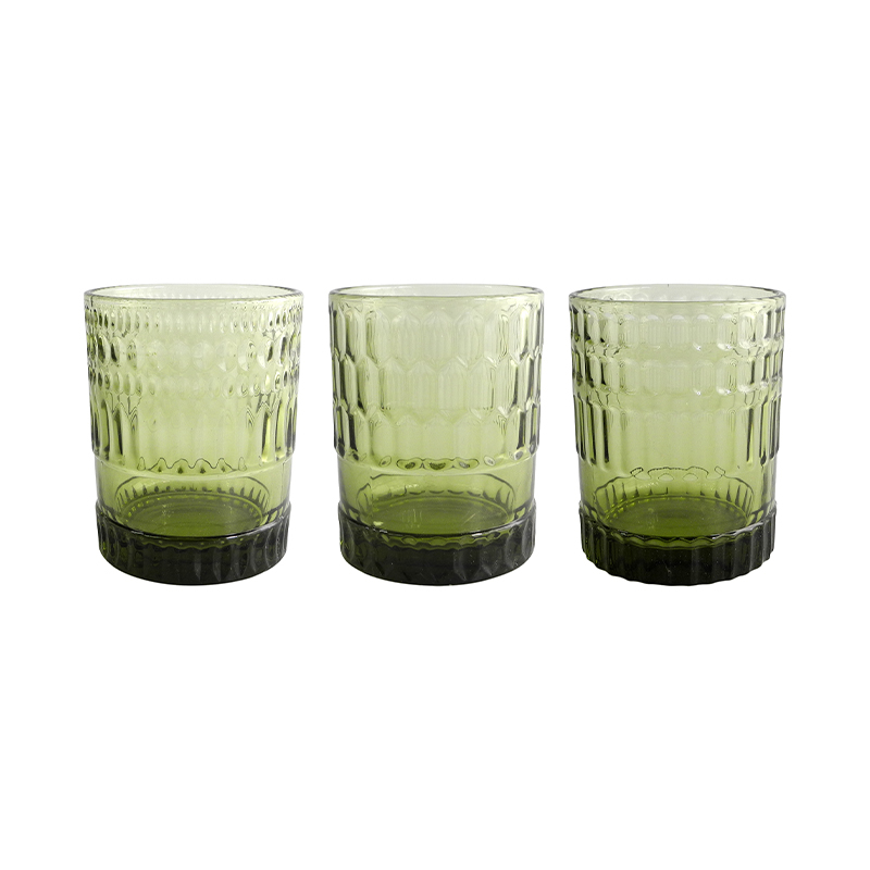 Green Gradient Relief Glass Cup YD-CUP-062