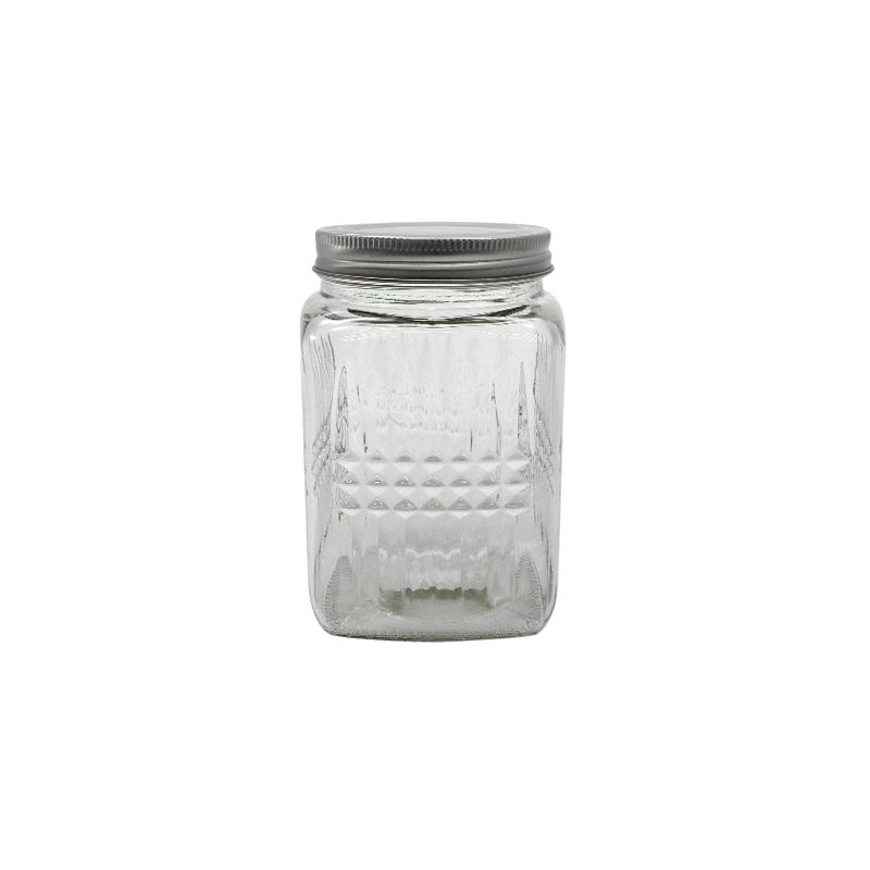 Transparent Textured Glass Storage Jar YD-STJ-046