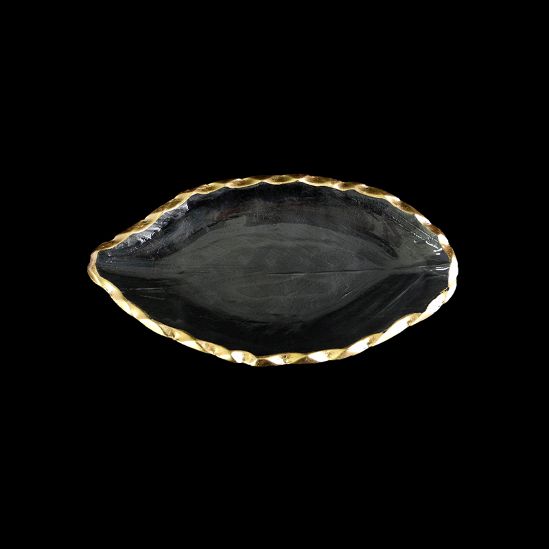 Leaf-shaped Gold-painted Hot Bending Plate YD-HBP-010