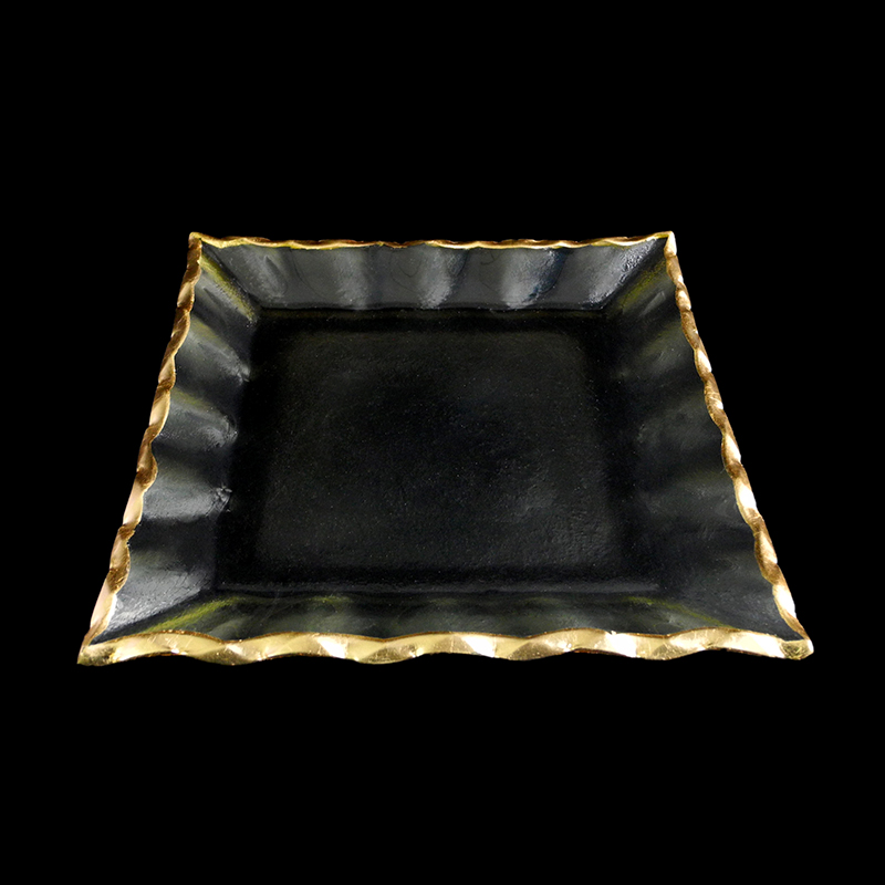 Square Ruffled Gold-painted Hot-bent Plate YD-HBP-034