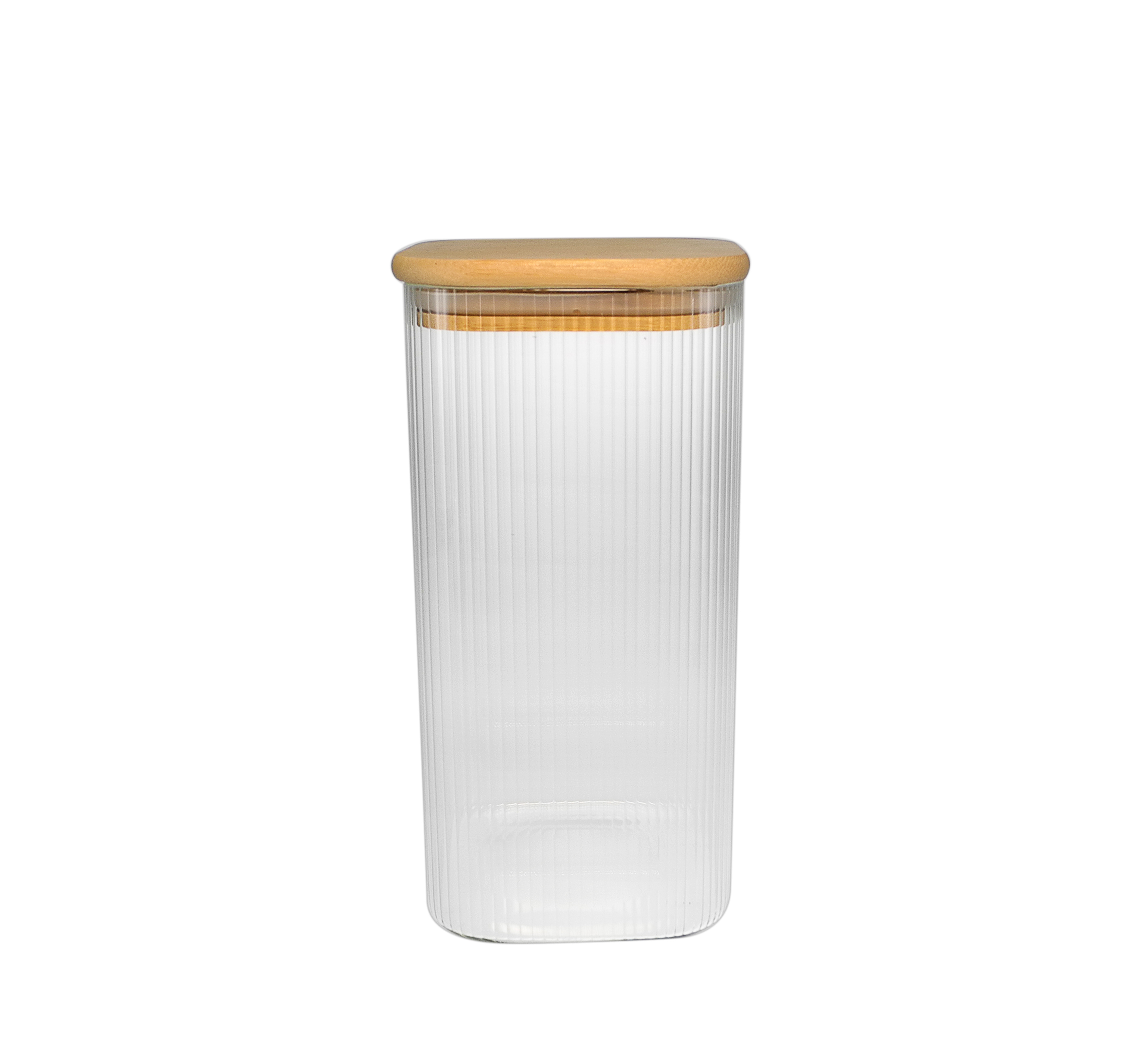 Rectangular Vertical Striped Wooden Lid for High Borosilicate Glass Storage Jar YD-STJ-098