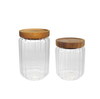 Cylindrical Vertical Striped Wooden Lid for High Borosilicate Glass Storage Tank YD-STJ-095