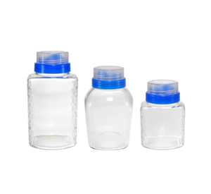 Blue Lidted High Borosilicate Glass Honey Storage Jar YD-STJ-112