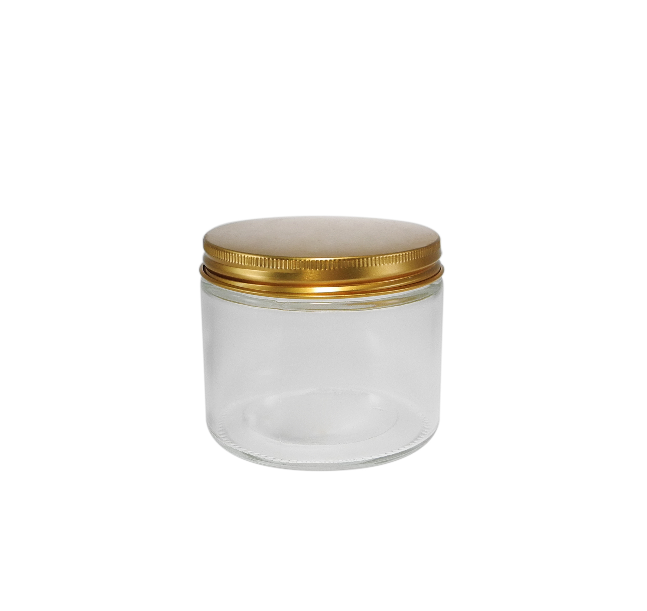 Golden Stainless Steel Lid Cylindrical High Borosilicate Glass Honey Storage Jar YD-STJ-113
