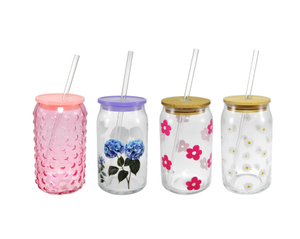Flower Paper with Straws, High Borosilicate Glass Cup YD-CUP-140