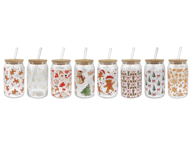 Flower-patterned Paper with Straws, Glass Water Cup YD-CUP-149