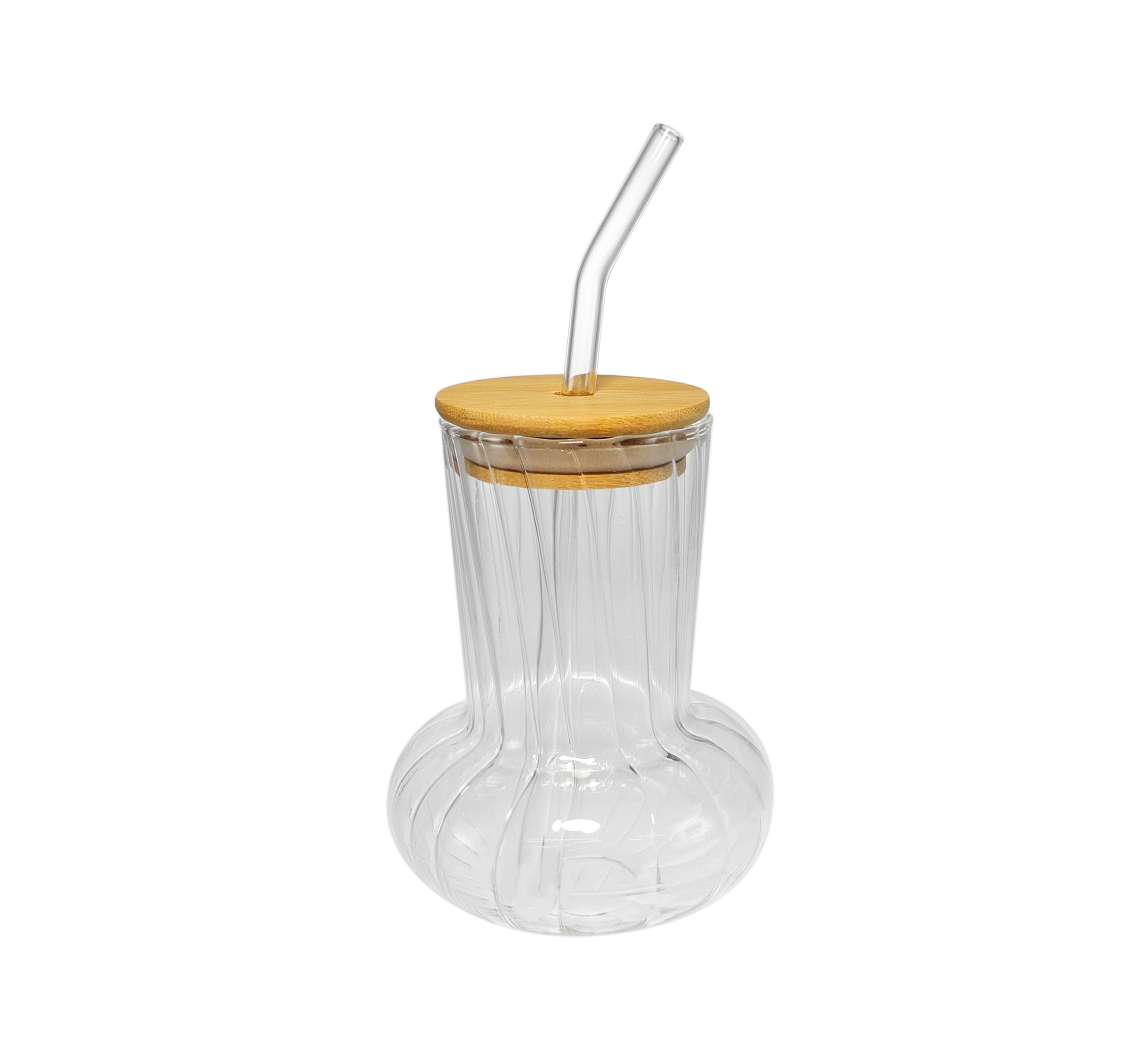 Wooden Lid with Straw-shaped Special-shaped High Borosilicate Glass Cup YD-CPU-125