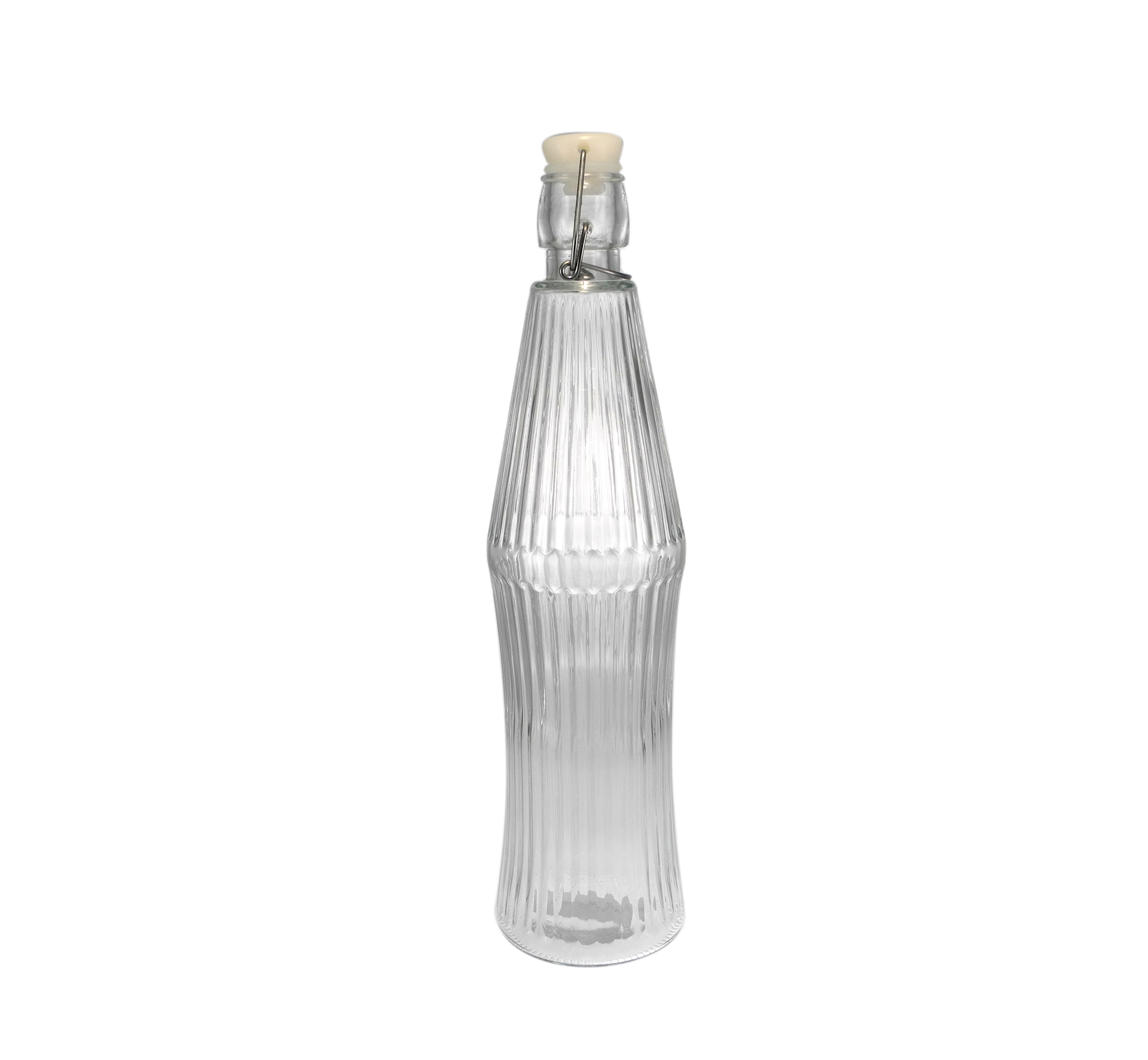Vertical Striped Transparent Glass Clip Bottle YD-BOT-045