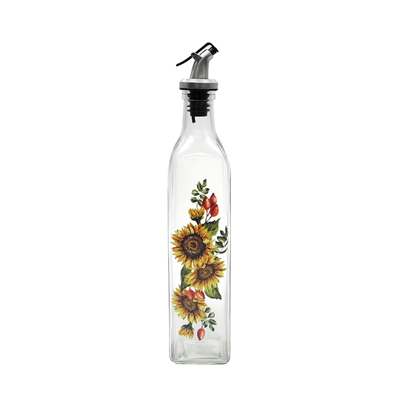 Patterned Transparent Glass Oil Bottle YD-OVB-033