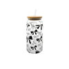 Bow-tie Patterned Glass Straw Cup YD-CUP-083